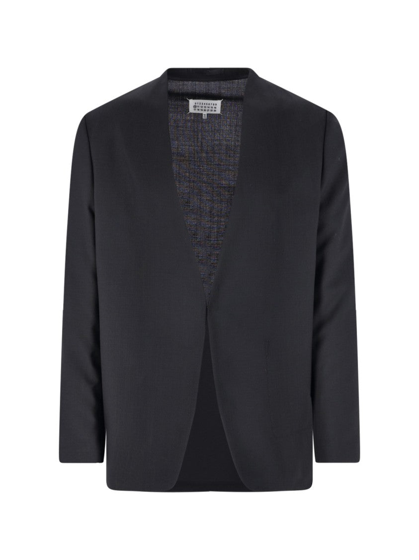 Maison Margiela Black V-Neck Tailored Virgin Wool Blazer
