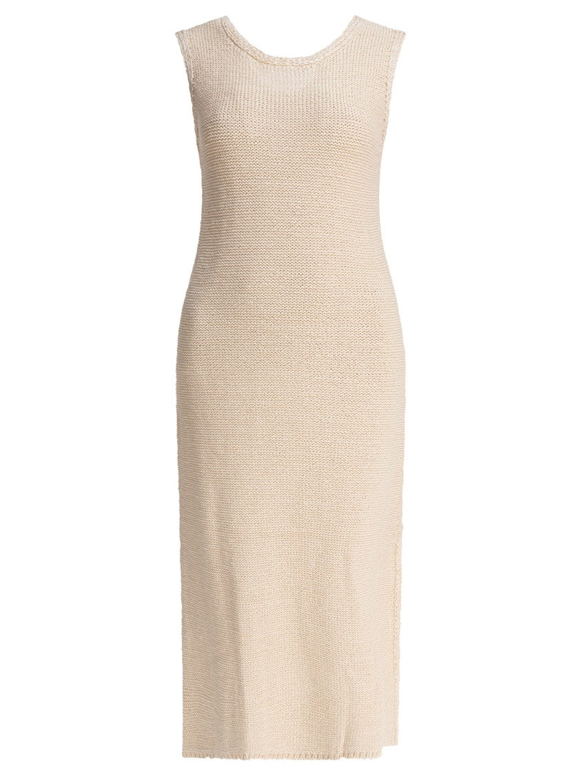 Sandbeige Sleeveless Fitted Knit Dress