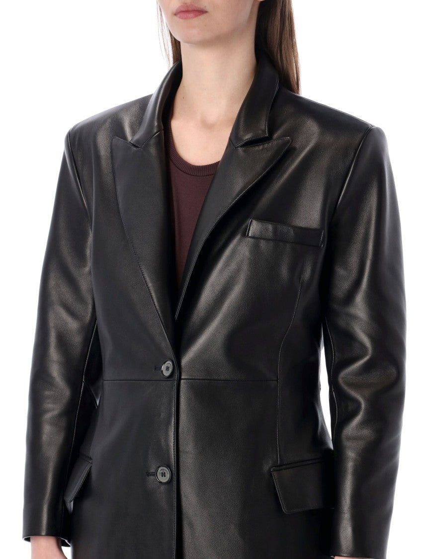 Magda Butrym Tailored Leather Coat With Midi-Length Design