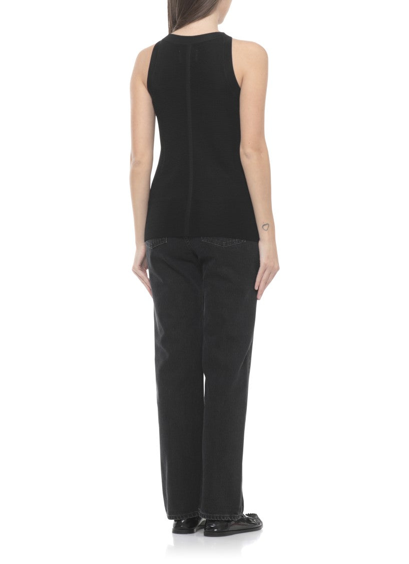 Loulou De Saison Black Ohana Viscose Tank Top