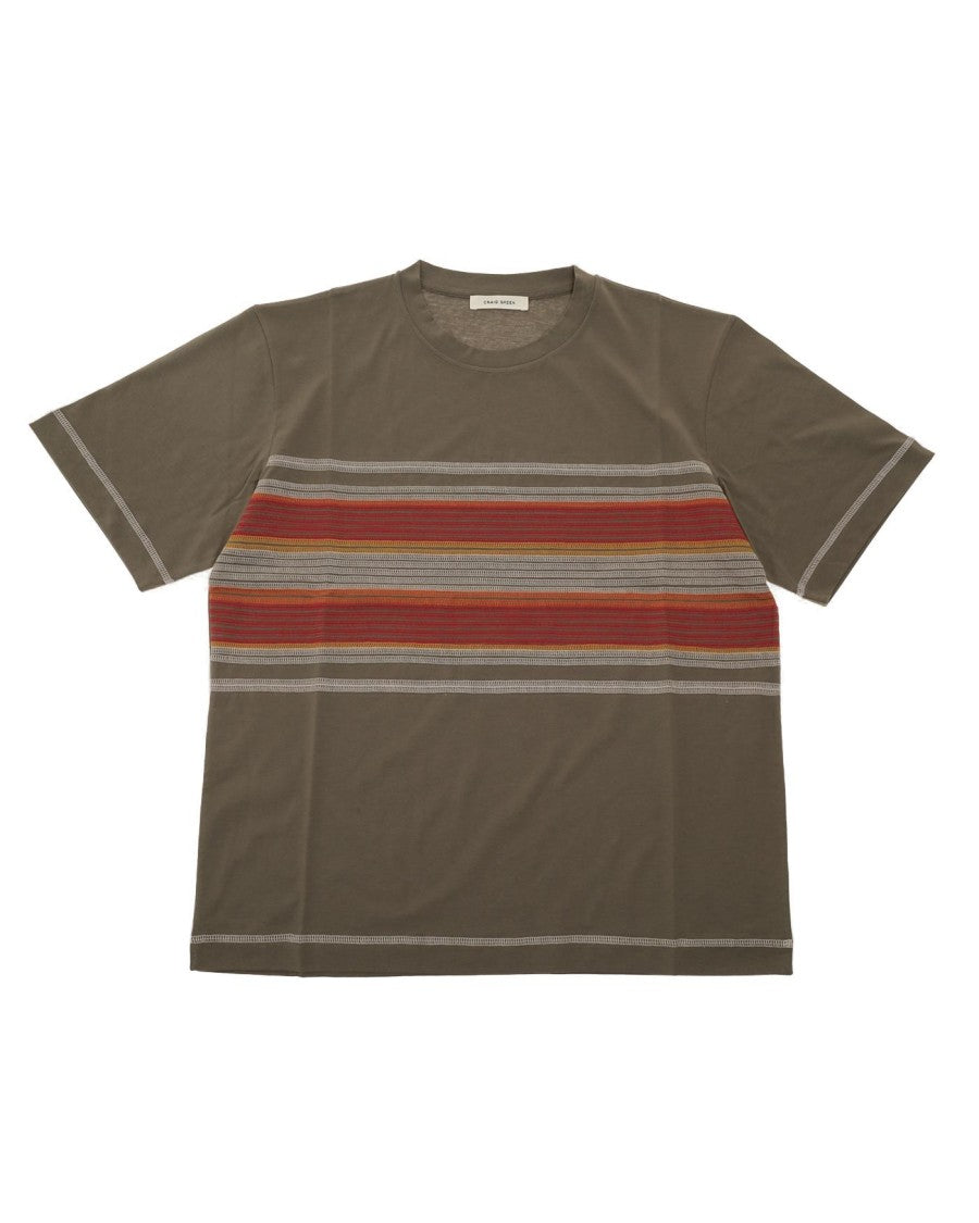 Craig Green Olive Green T-Shirt With Decorative Stitching