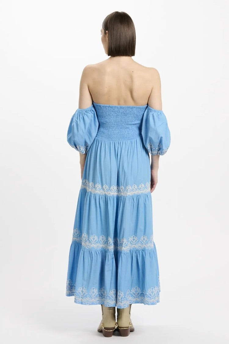 Miss June Long Dress Oxane Off-Shoulder In Embroidered Cotton