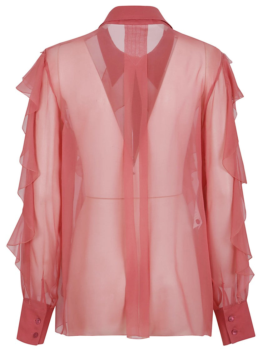 Alberta Ferretti Silk Shirt With Cascading Ruffles
