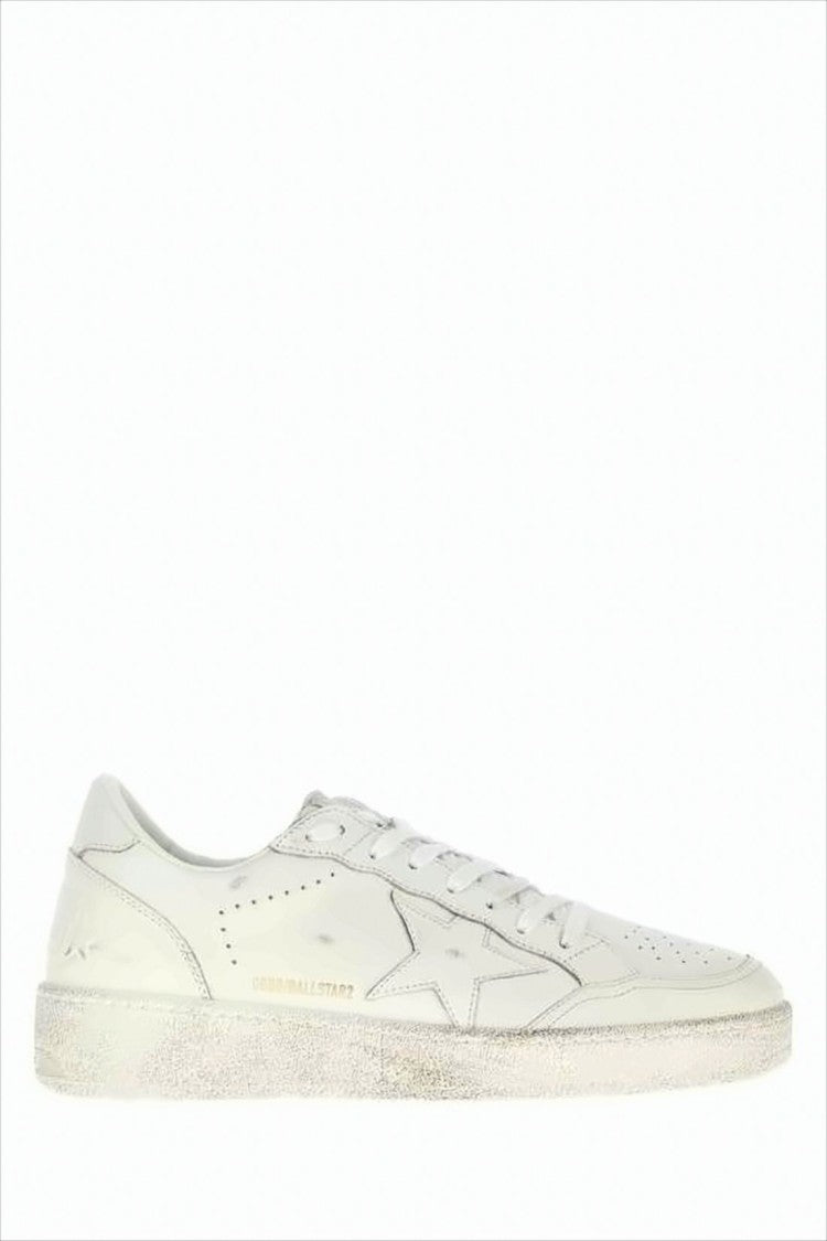 Golden Goose Distressed White Leather Sneakers With Signature Star Emblem