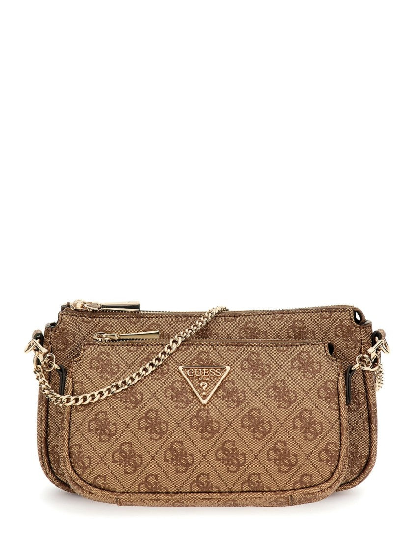 Guess Brown Crossbody Bag In Logo Canvas