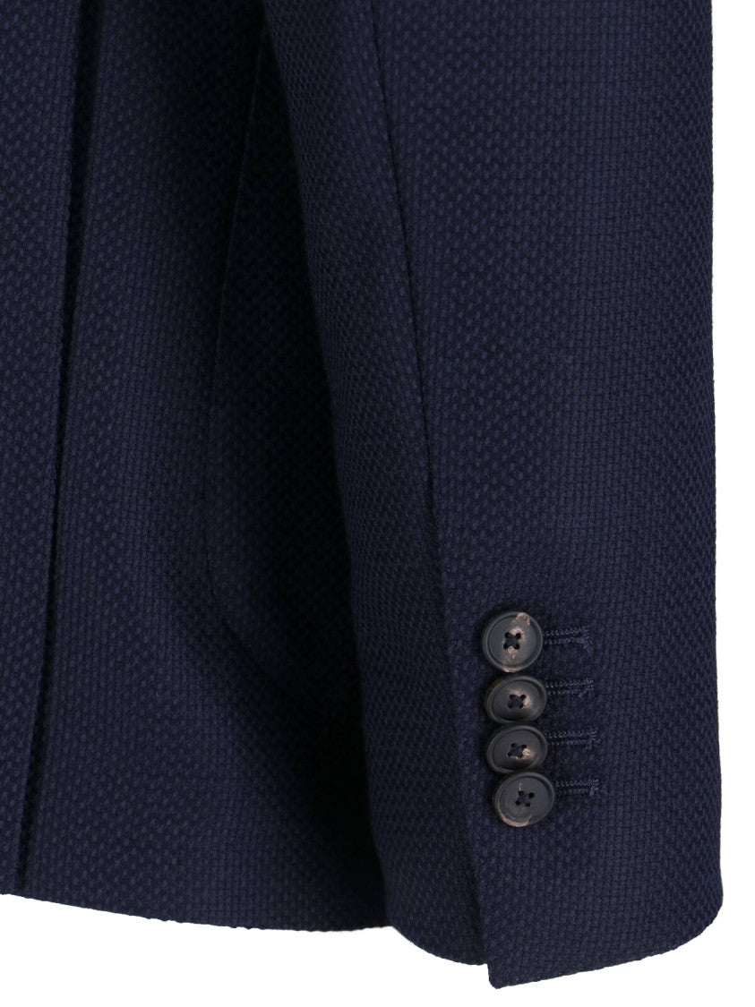 Tagliatore Navy Virgin Wool Single-Breasted Blazer