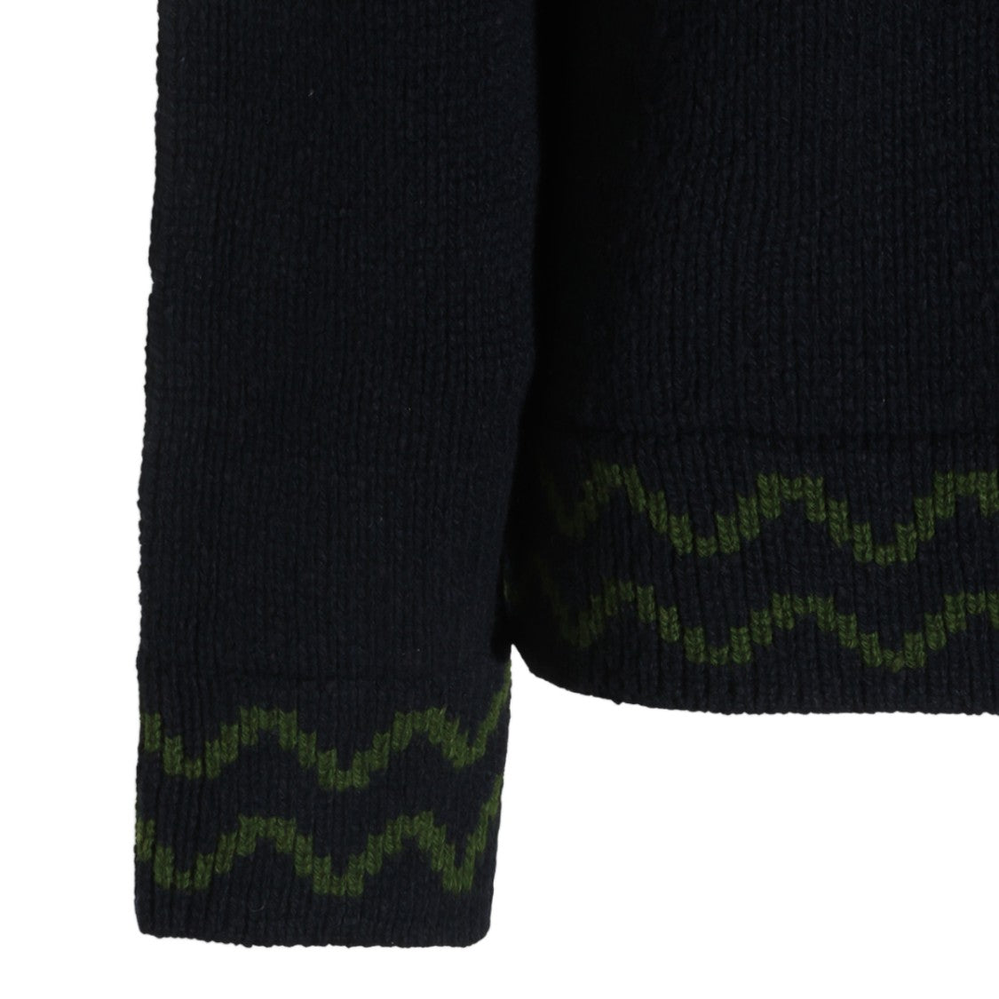 Marni Layered Black Sweater With Deep V-Neck And Zigzag Hem