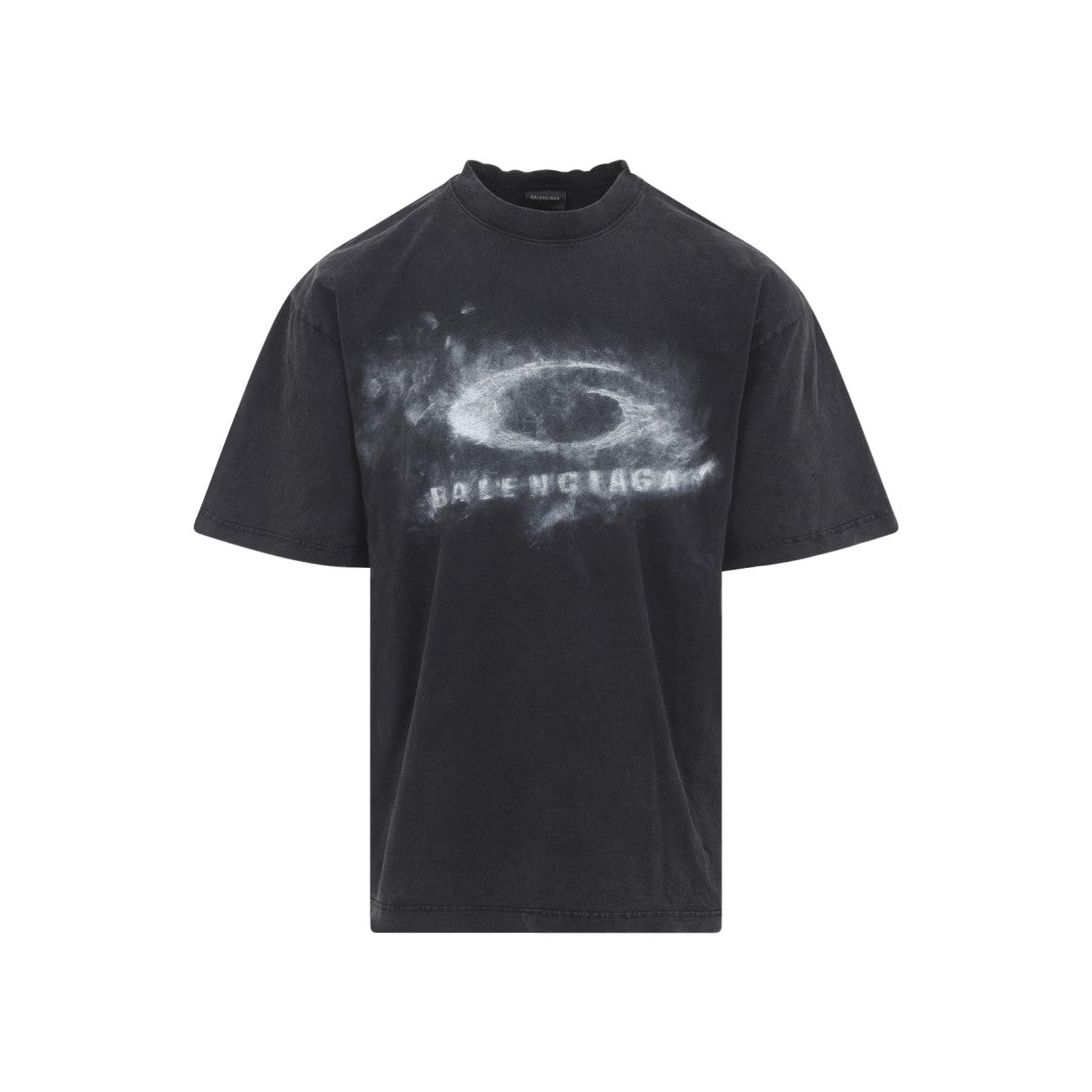 Balenciaga Washed Black Cotton Medium Fit T-Shirt