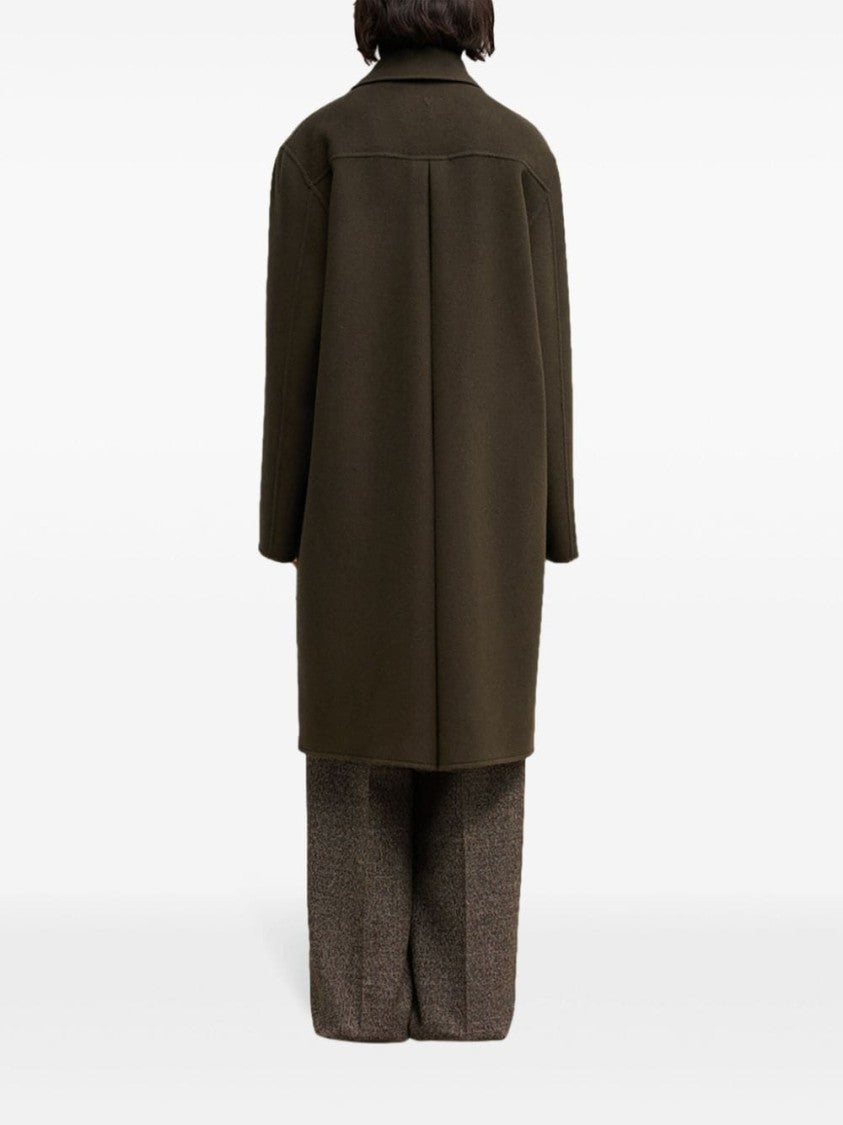 Ami Paris Coffee Brown Wool-Cashmere Blend Coat