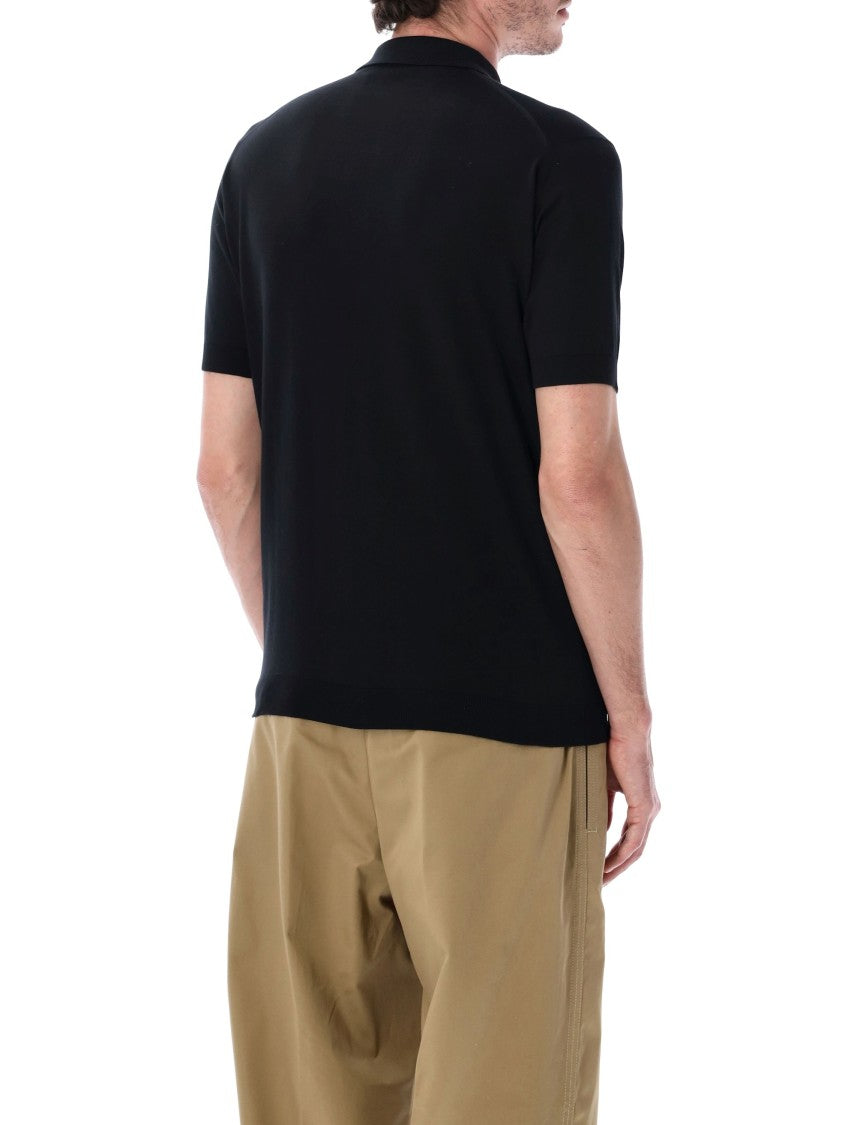 John Smedley Adrian Tailored Black Knit Polo Shirt