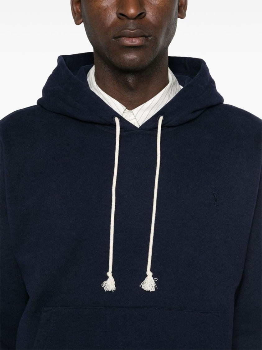 Saint Laurent Blue Cassandre Organic Cotton Hoodie