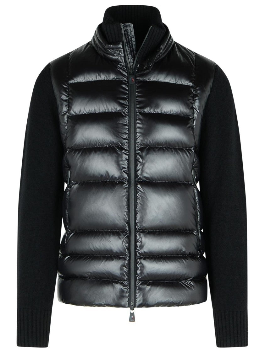 Moncler Grenoble Black Virgin Wool Blend Padded Cardigan