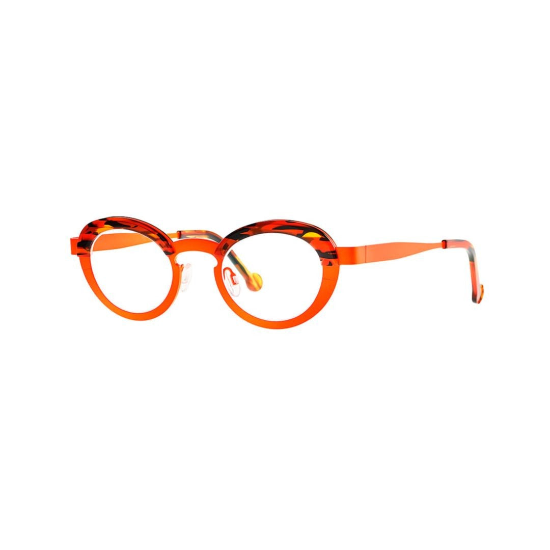 Theo Burner 014 Fluo Orange + Brown/Orange Ecail Round Frame Sunglasses