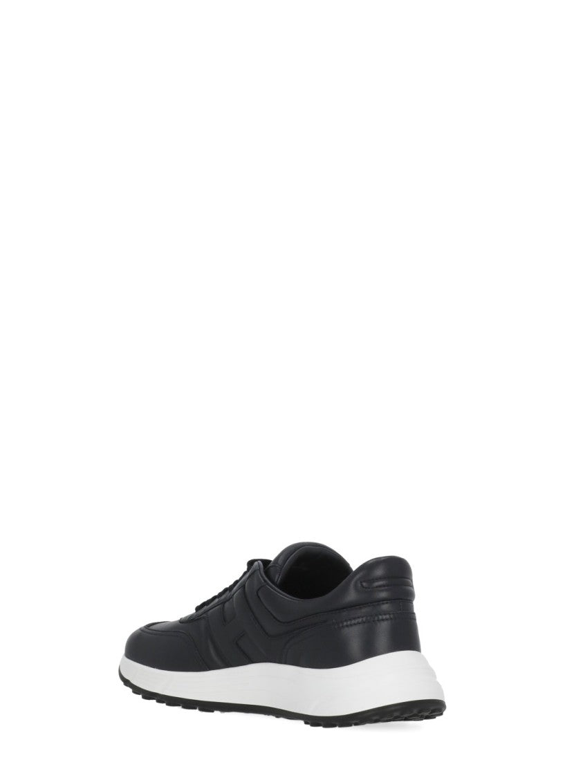 Hogan Blue Round Toe Hyperlight Leather Sneakers