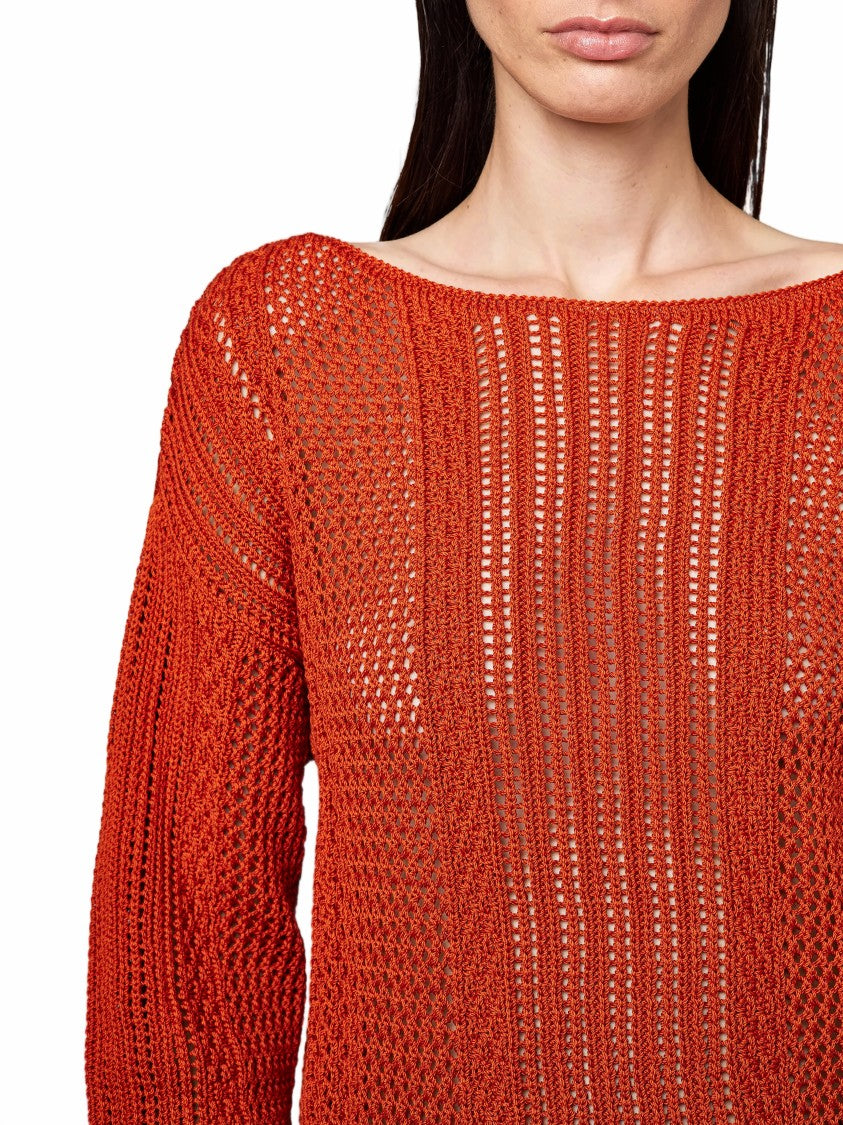 Alpha Studio Long-Sleeve Boat-Neck Knit Top