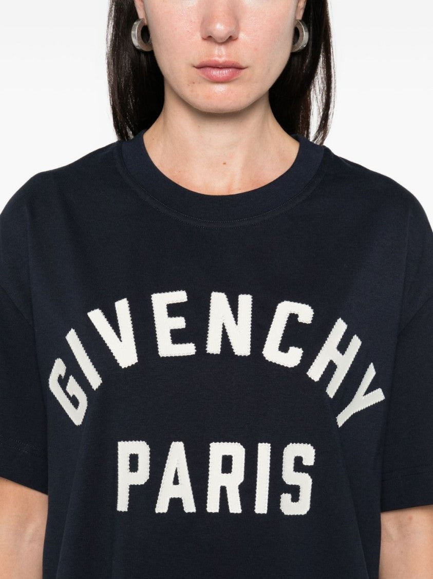 Givenchy Navy Blue Crew Neck Short Top
