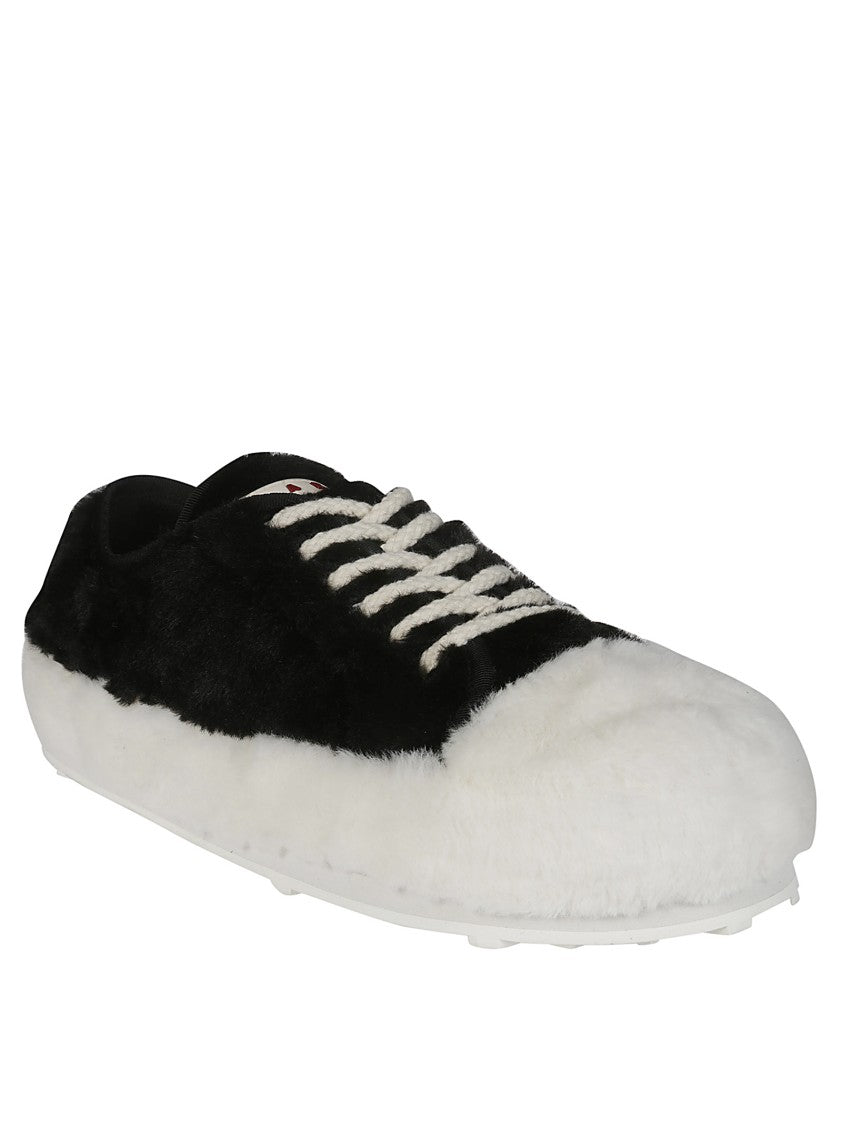 Marni Fluffy Textured Sneakers With Lace-Up Closure