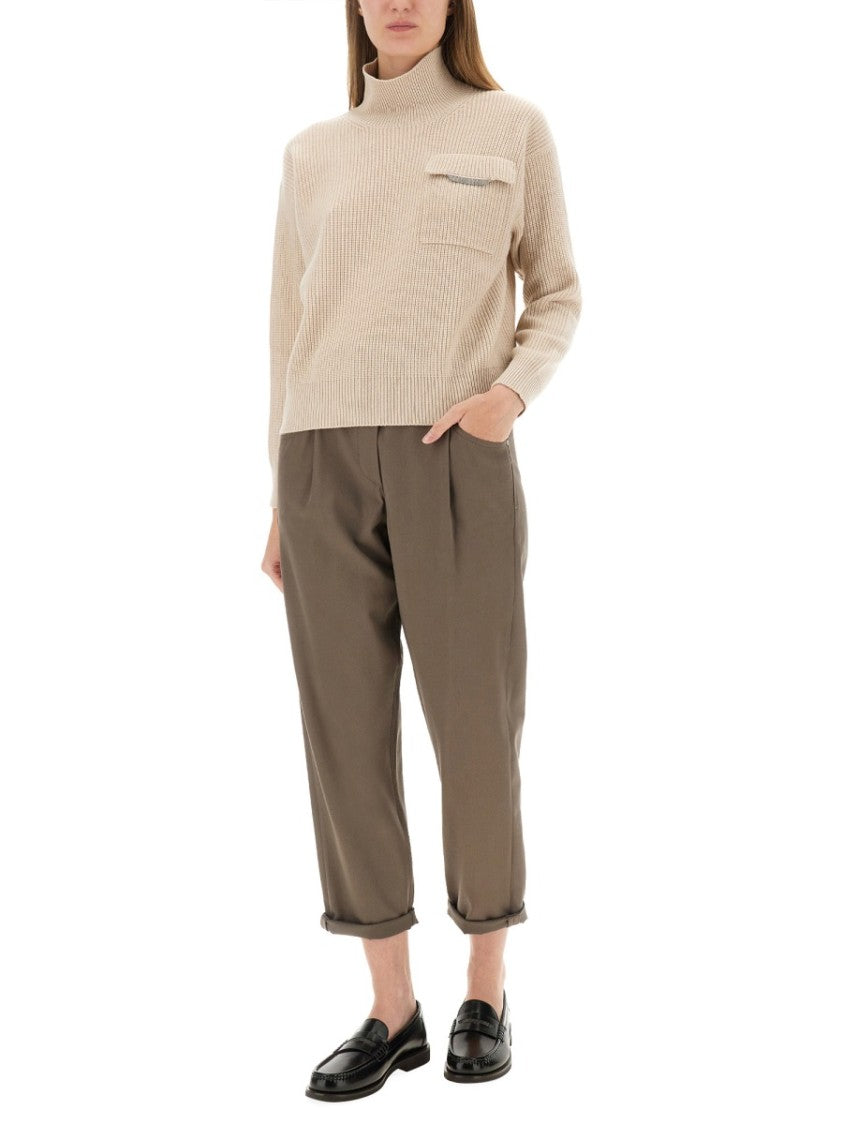 Brunello Cucinelli Baggy Pull-On Pants In Cotton Cover Up