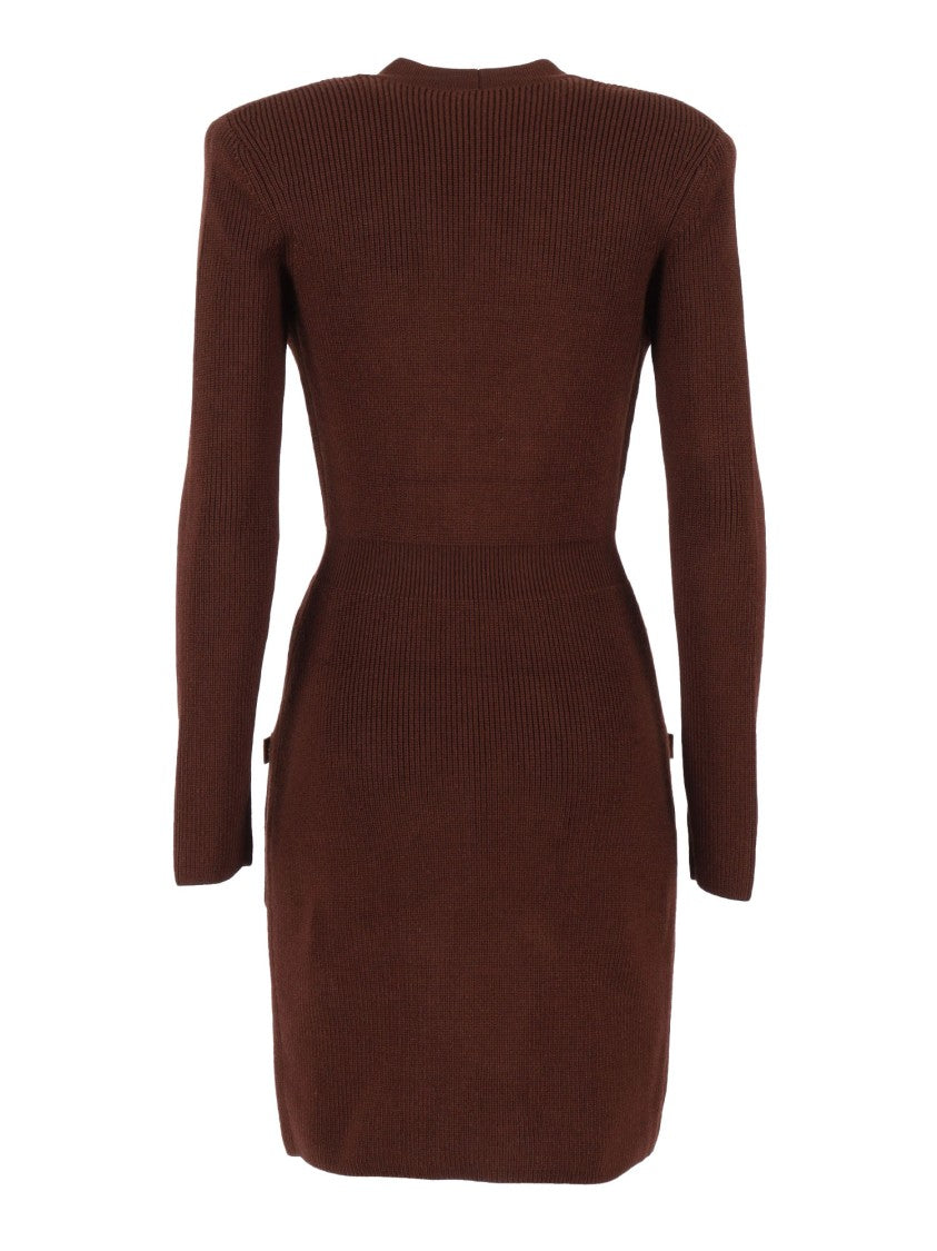 Elisabetta Franchi Knitted Midi Dress With Double-Breasted Front