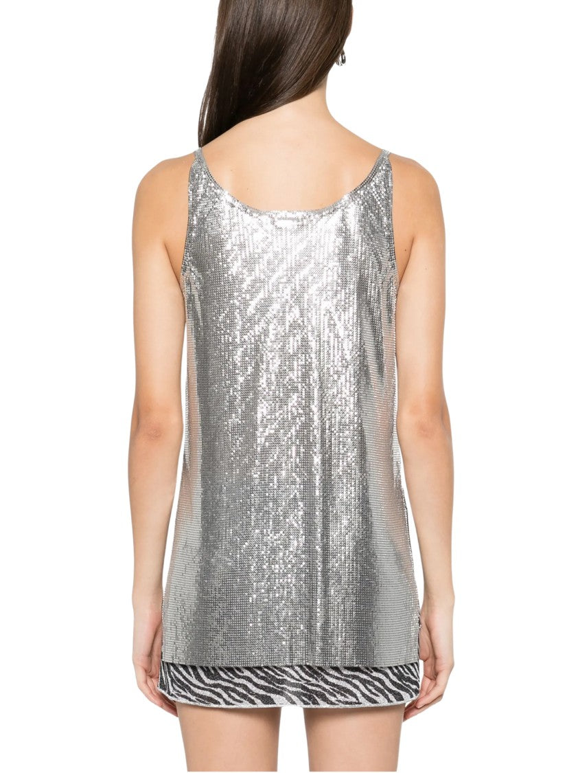 Rabanne Shimmering Silver Sequin Sleeveless Top