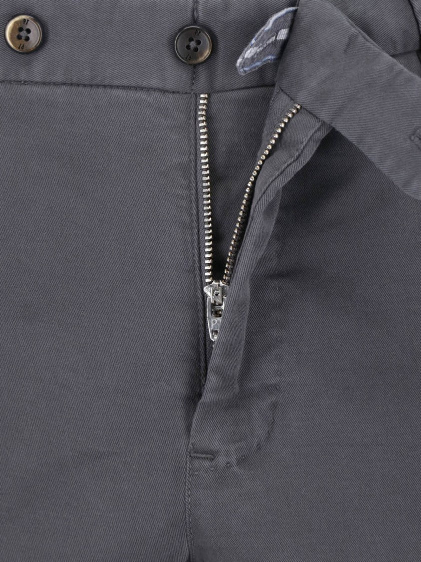 Pt Torino Grey Mid-Rise Straight-Leg Cotton Formal Pants