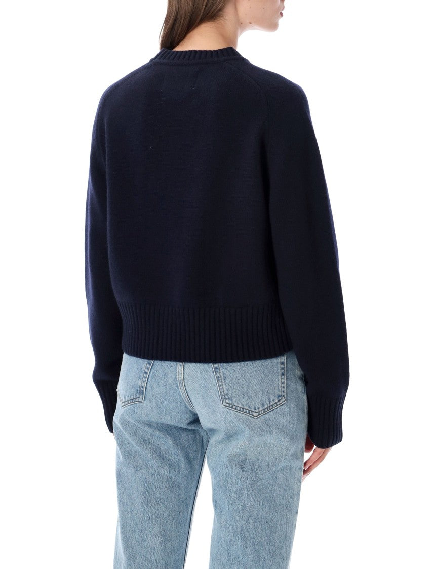 Extreme Cashmere Please Saddle Sleeve Heavy Cashmere Cropped Crewneck Sweater