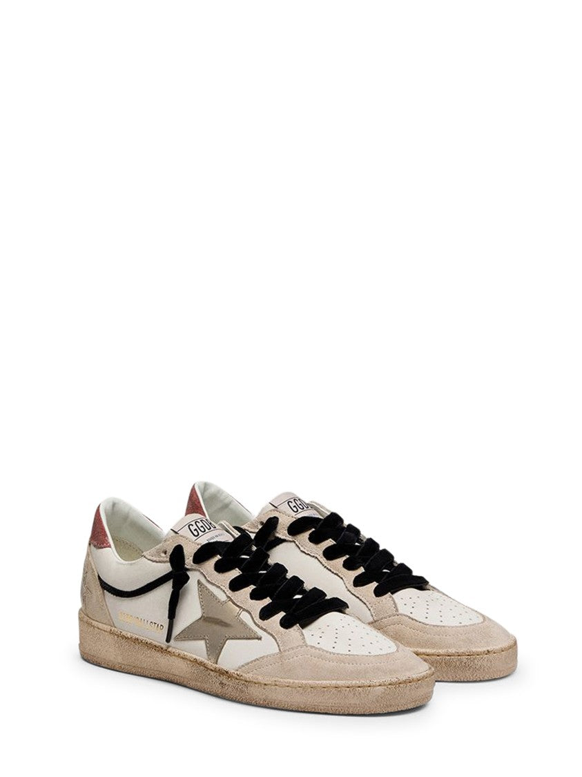 Golden Goose Low-Top Distressed White Leather Sneakers With Suede Overlays