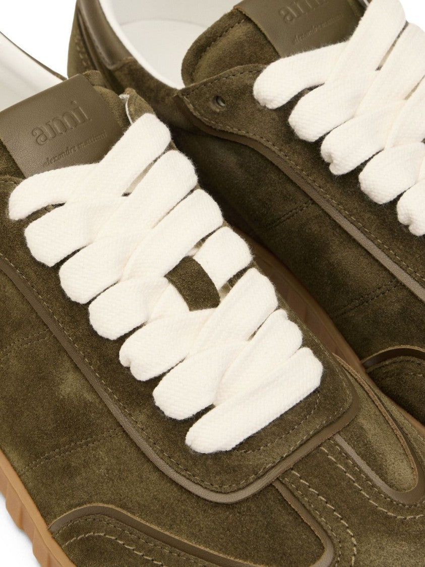 Ami Paris Olive Green Suede Low-Top Sneakers