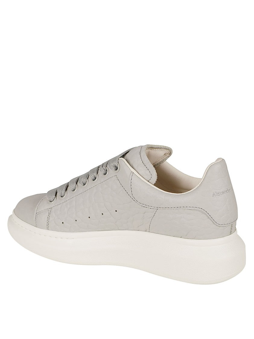 Alexander Mcqueen Cool Grey Dumbo Grain Leather Low-Top Sneakers