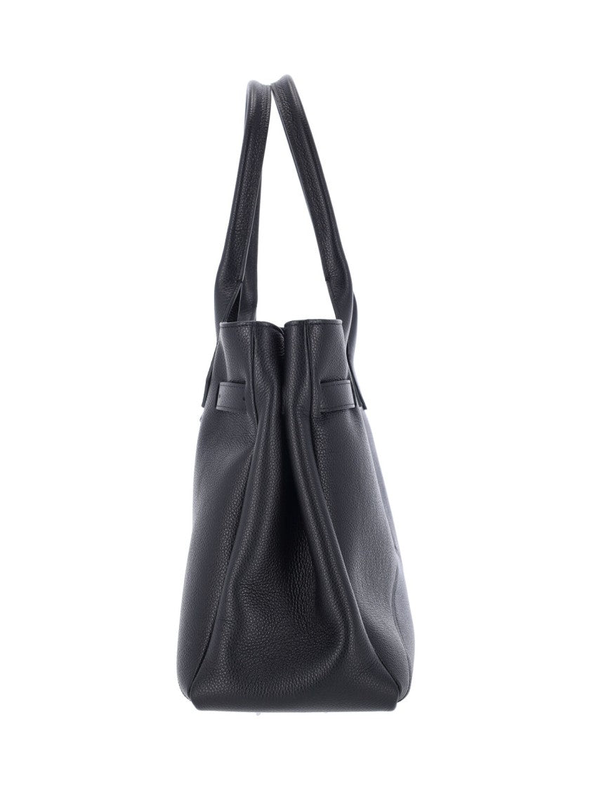 Ballantyne Structured Black Calf Leather Tote