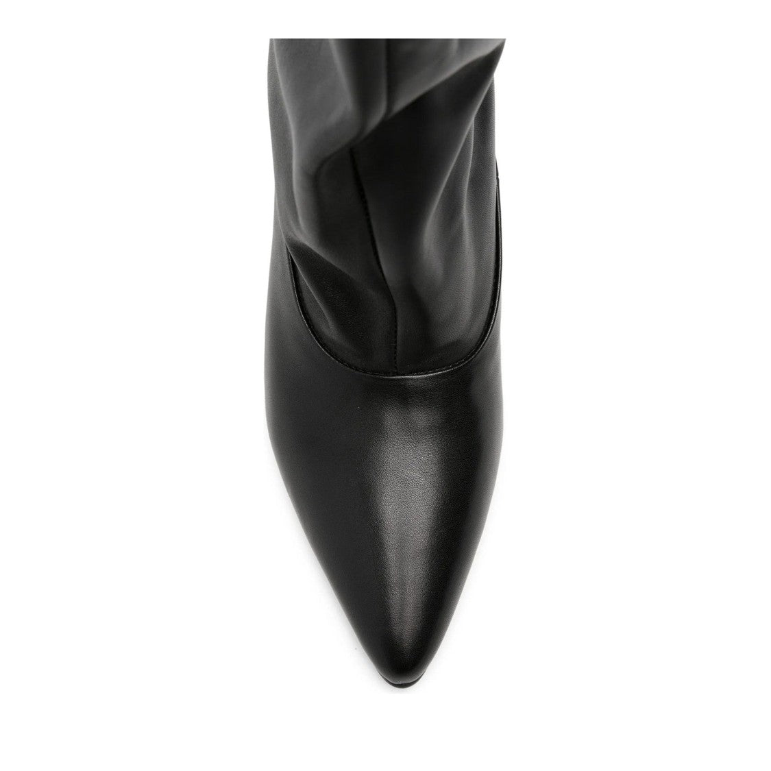Adrianna Feretti Black Mid-Height Block Heel Pointed Toe Leather Boots