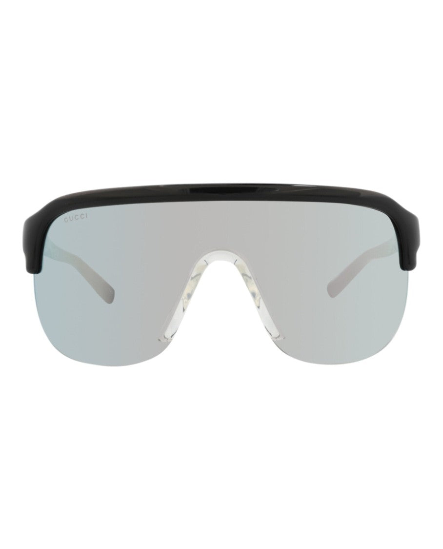 Gucci Shield-Frame Injection Sunglasses With Saddle Nose Bridge
