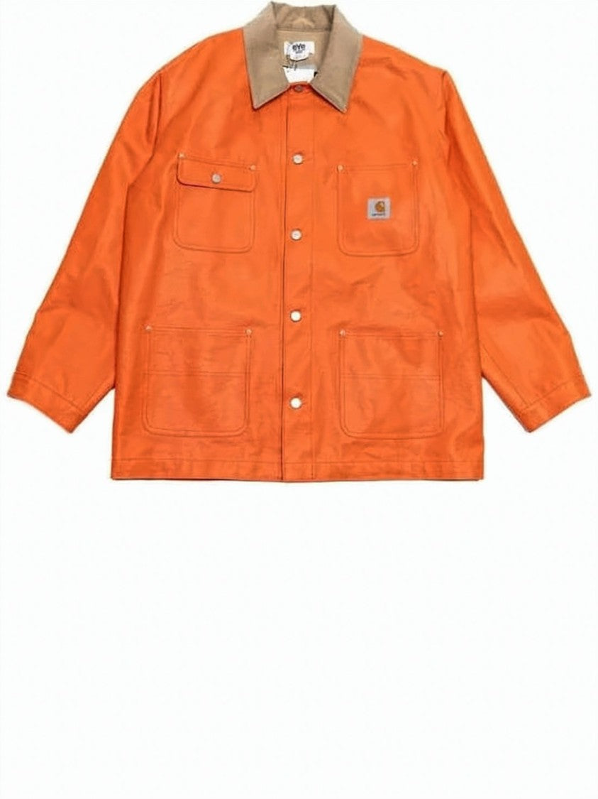 Junya Watanabe Vibrant Orange Jacket With Contrasting Beige Collar