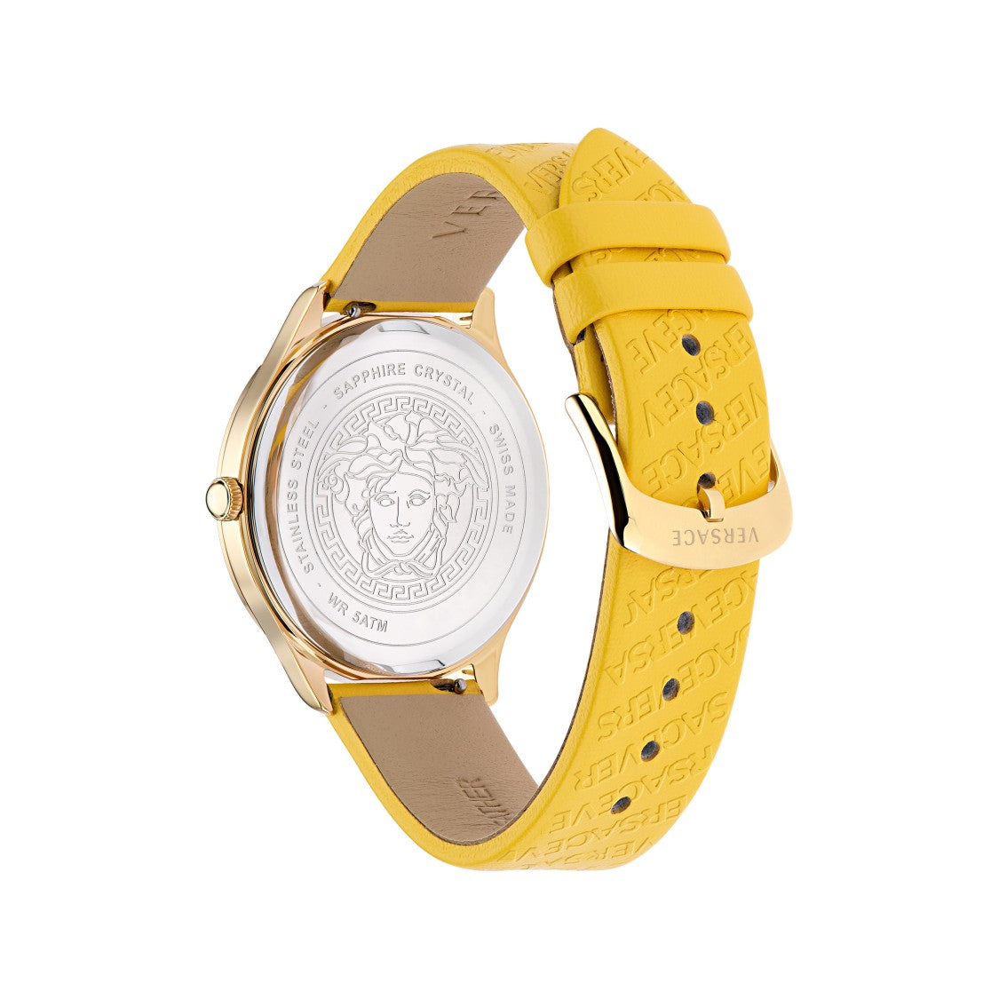 Versace 38Mm Stainless Steel Versace Watch With Lilac Dial And Leather Strap