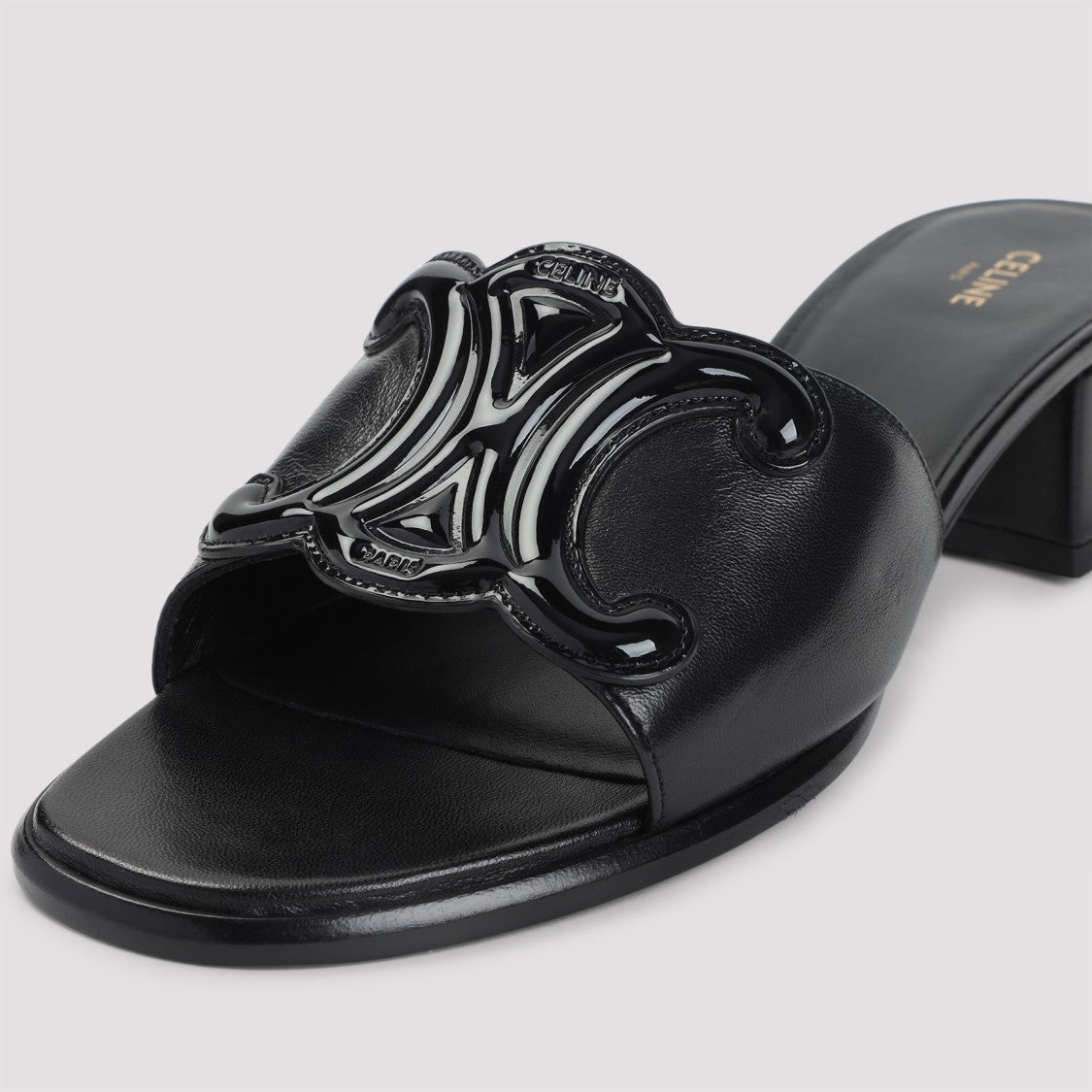 Celine Black Leather Triomphe 40 Mule