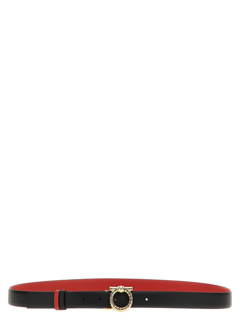 Ferragamo Reversible Red And Black Leather Belt