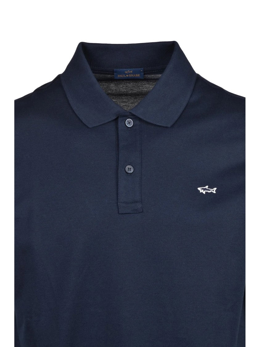 Paul & Shark Blue Cotton Embroidered Polo Shirt