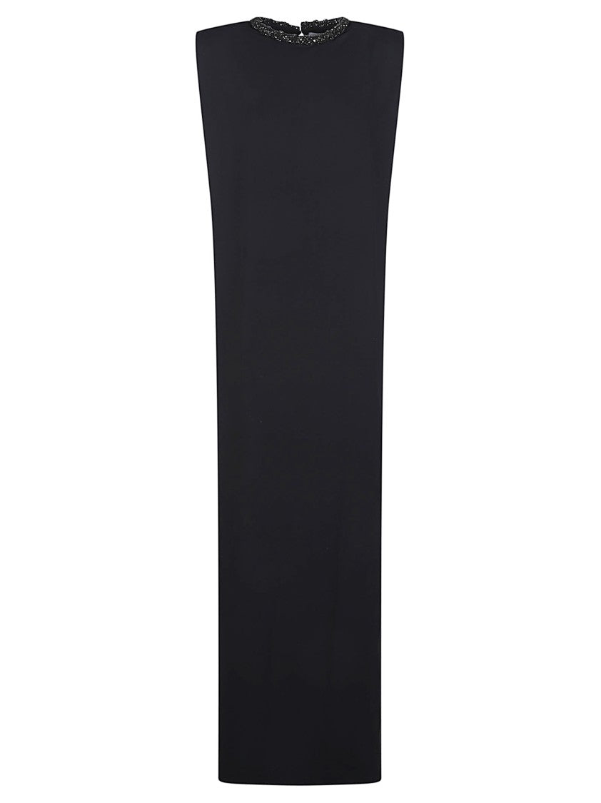 Elisabetta Franchi Black Sleek Acetate Maxi Dress