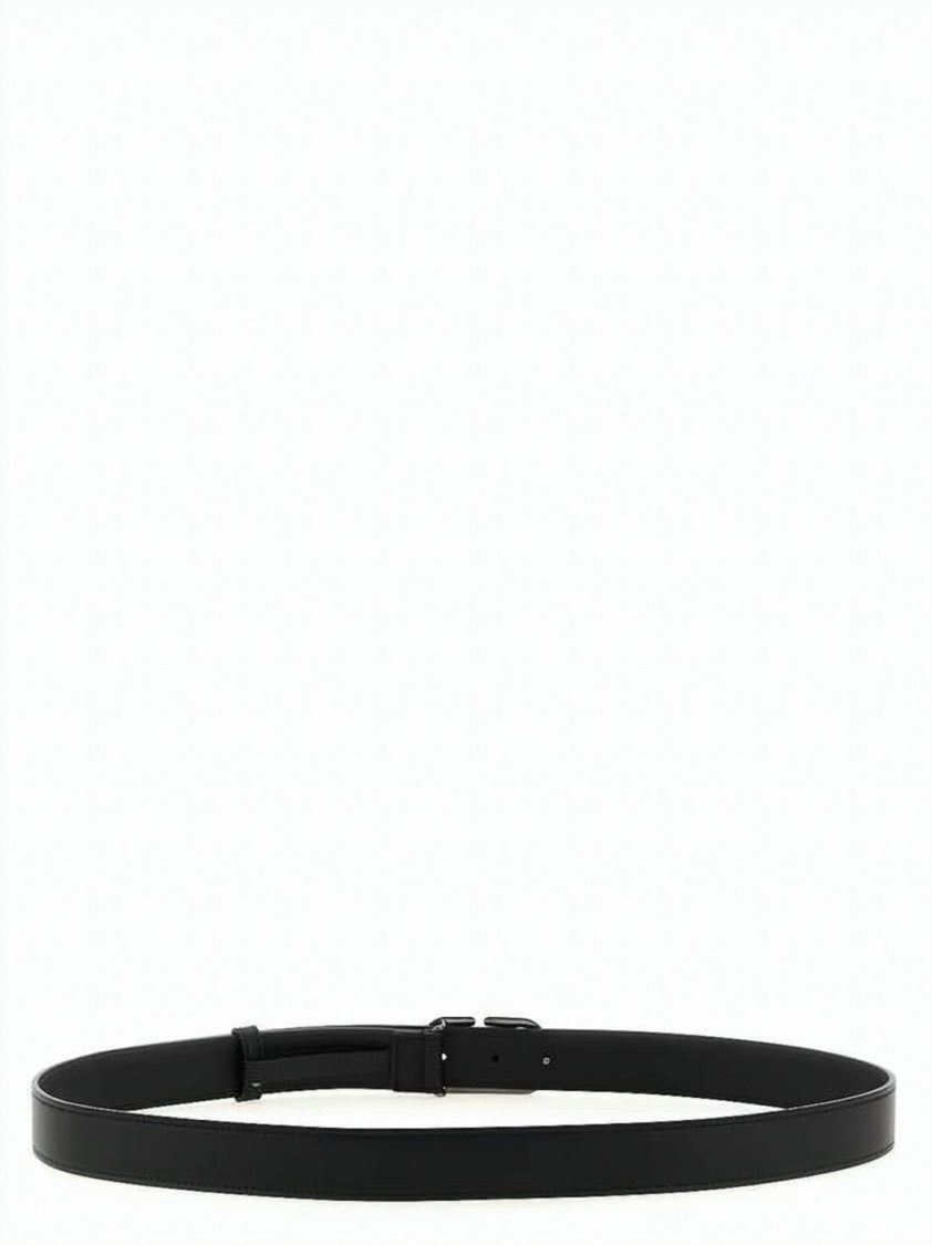 Valentino Garavani Leather Belt With Distinctive 'V' Metal Buckle