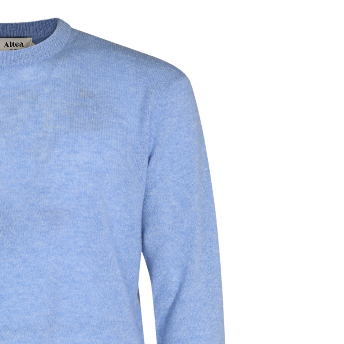 Altea Light Blue Side-Slit Classic Crew Neck Sweater