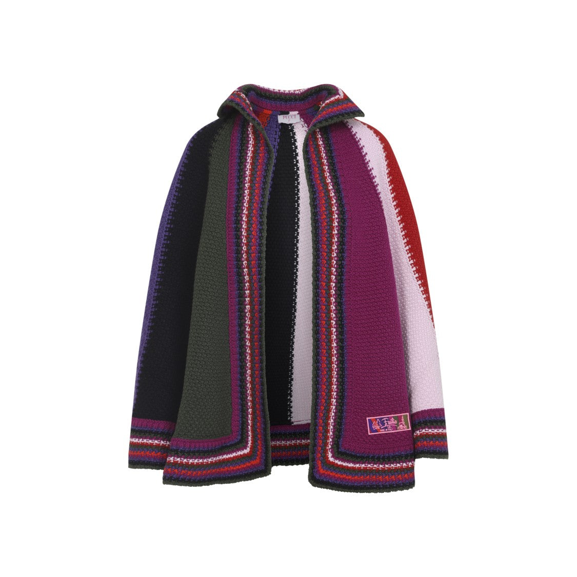 Pucci Multicolour Striped Wool Coat With Structured Collar
