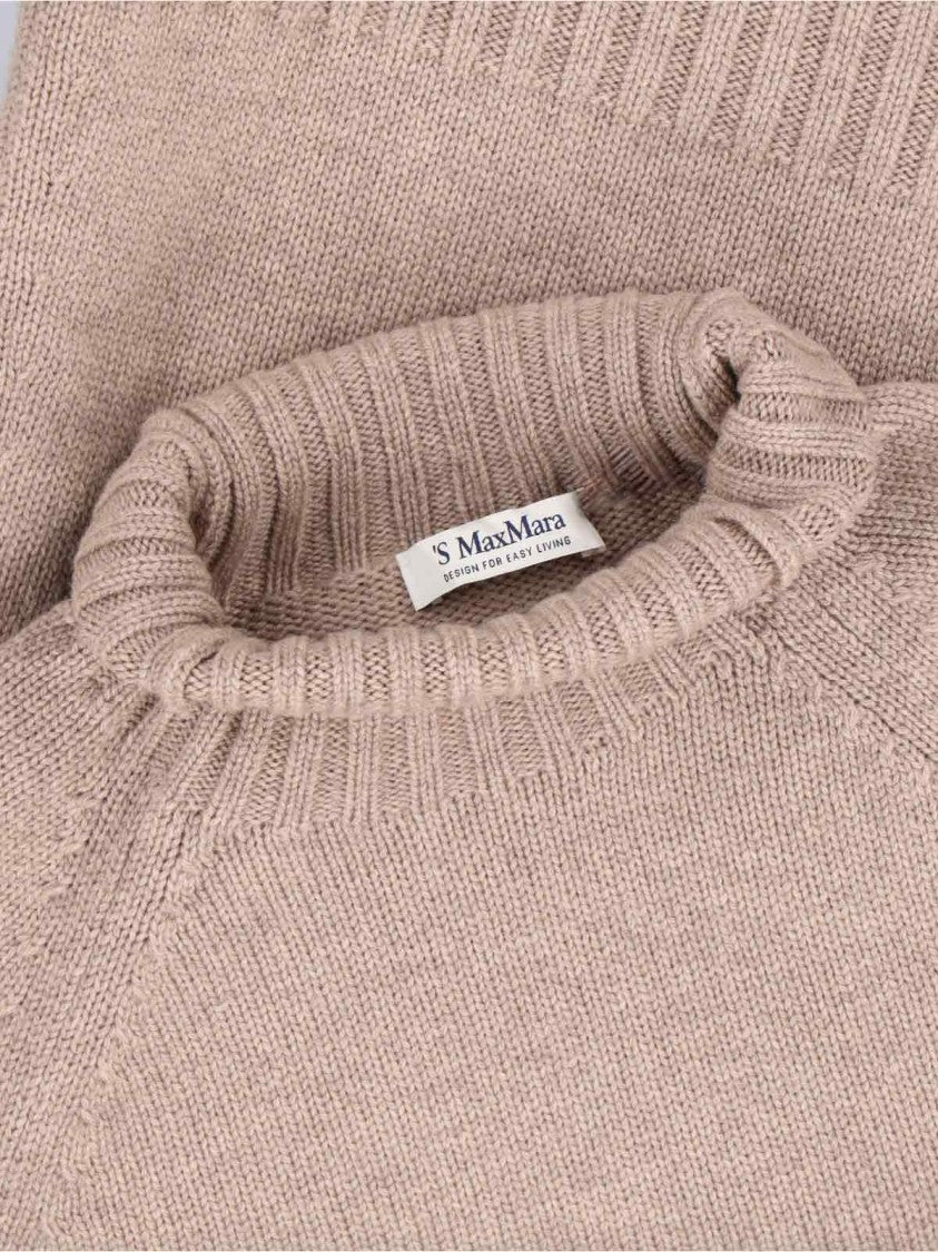 Max Mara High-Neck Cashmere Sweater With Ribbed Finishes