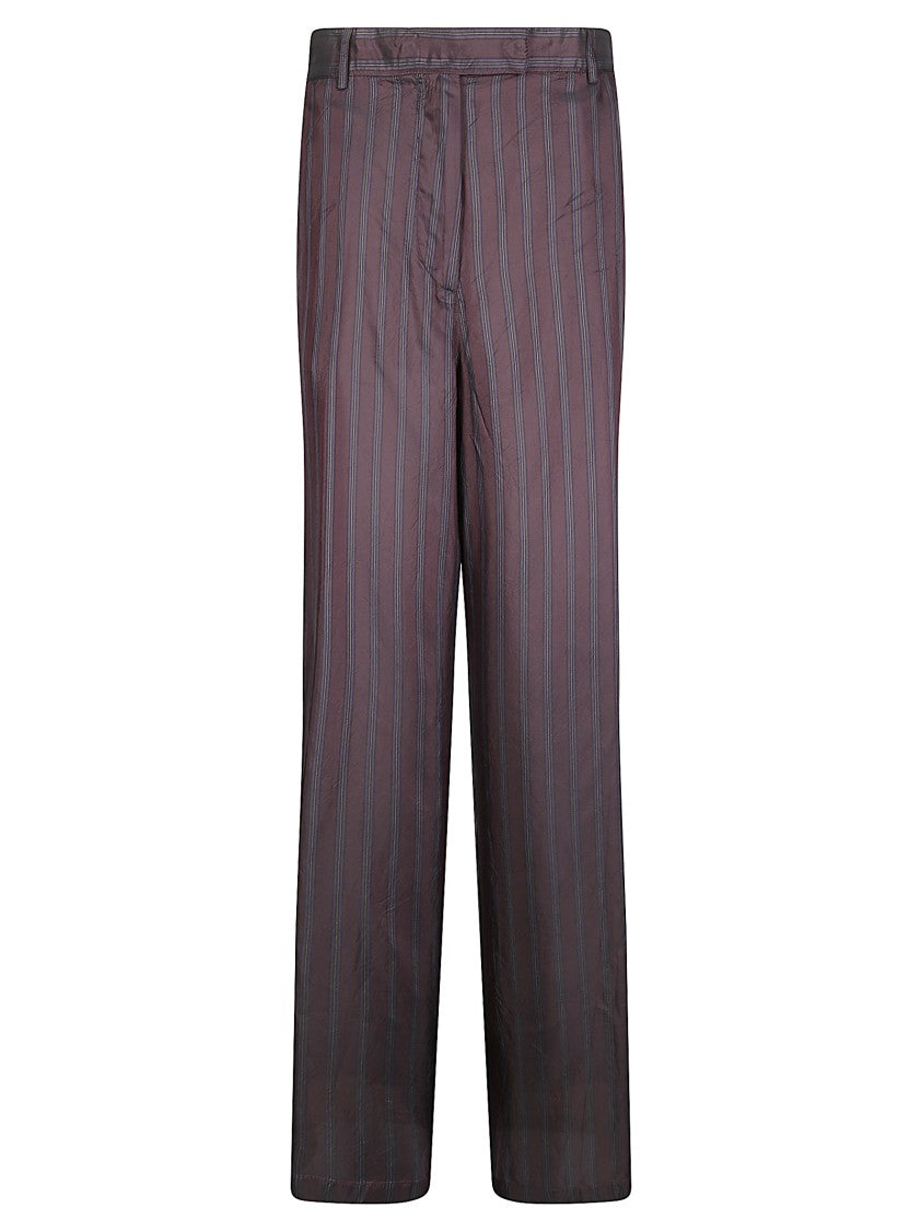 Dries Van Noten High-Waisted Wide Leg Trousers With Vertical Stripes