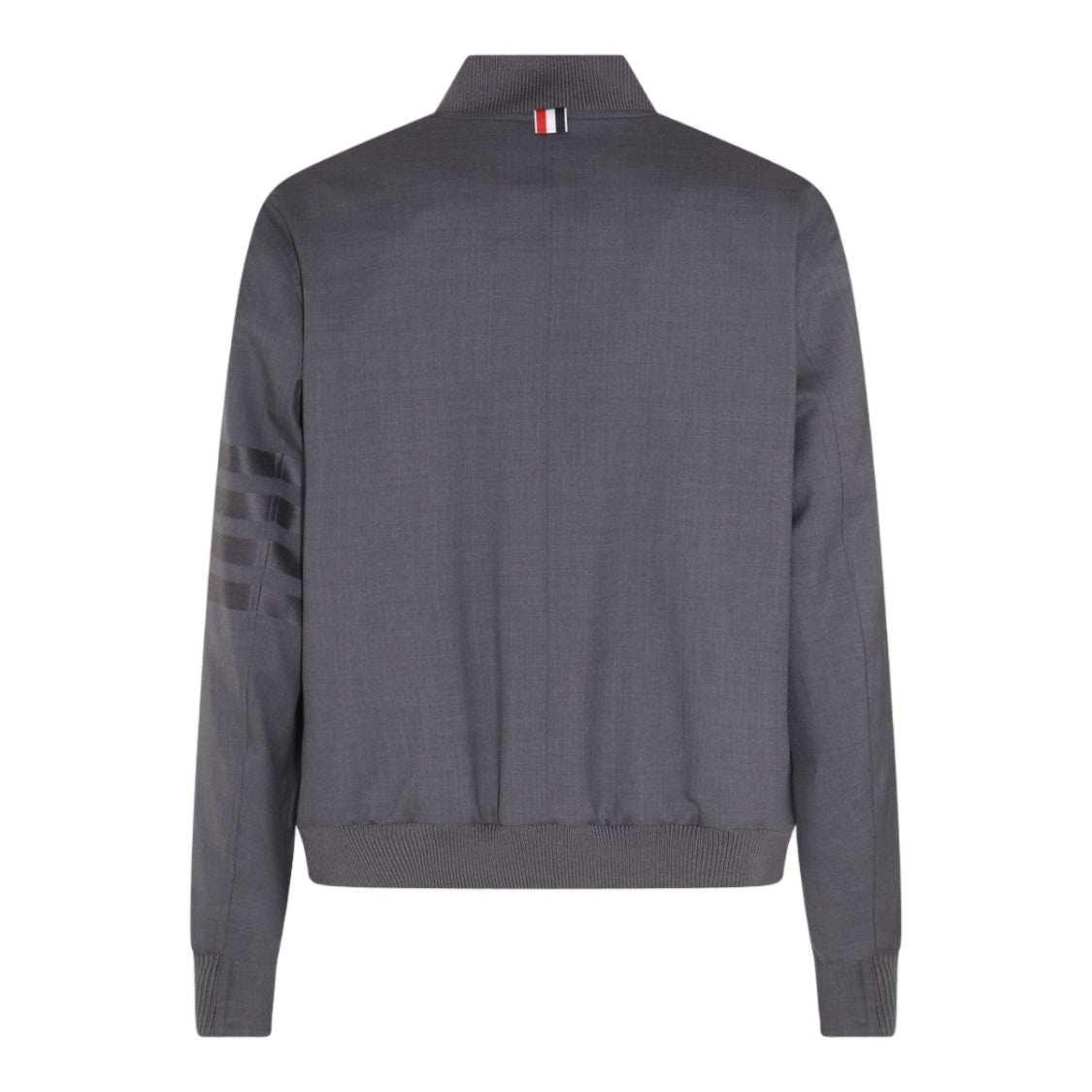Thom Browne Zip-Up Sweater Jacket With Ribbed Detailing And Tab Accent