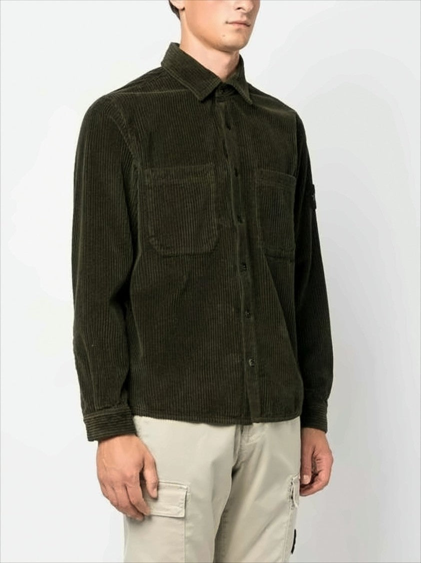 Stone Island Corduroy Long-Sleeve Shirt With Classic Collar