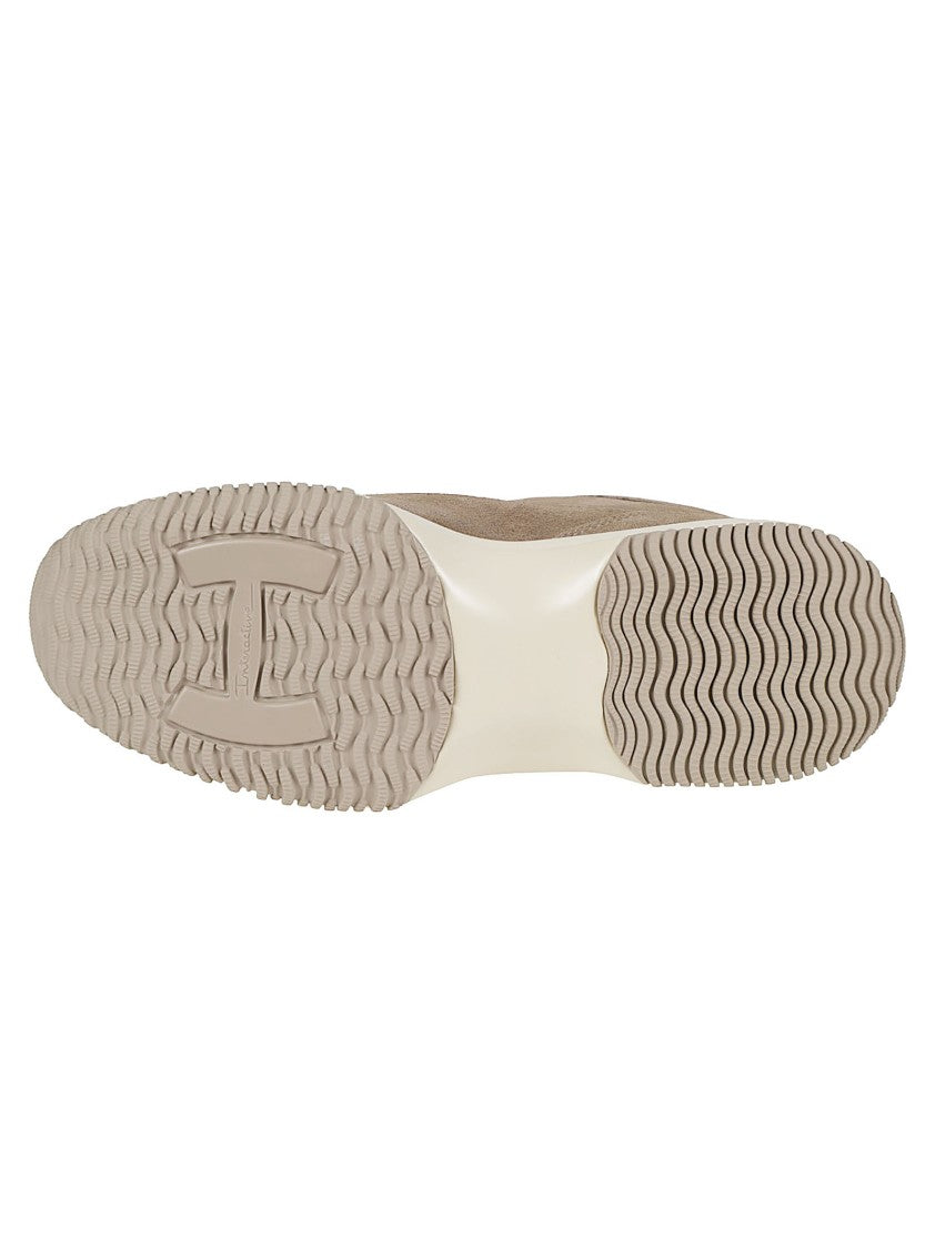 Hogan Taupe Interactive Calf Leather Sneakers