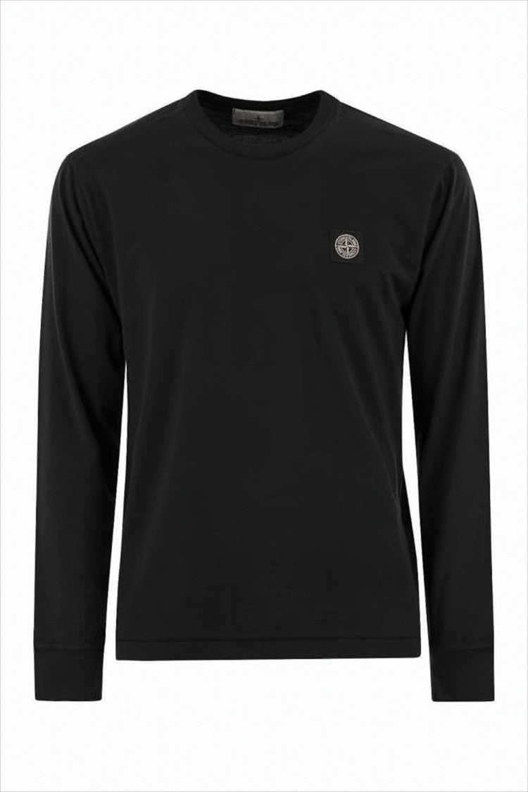 Stone Island Minimalist Black Long-Sleeve T-Shirt With Subtle Emblem
