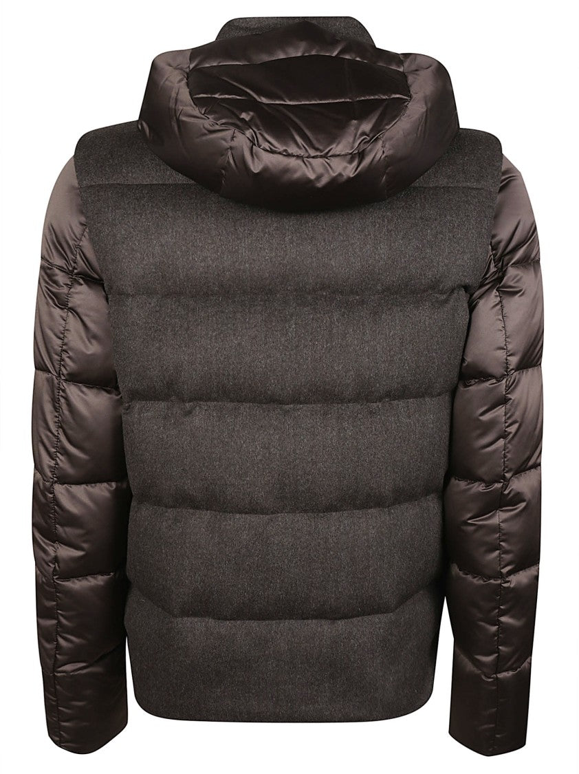 Moorer Casciano-Se9 Brown Hooded Wool Down Jacket