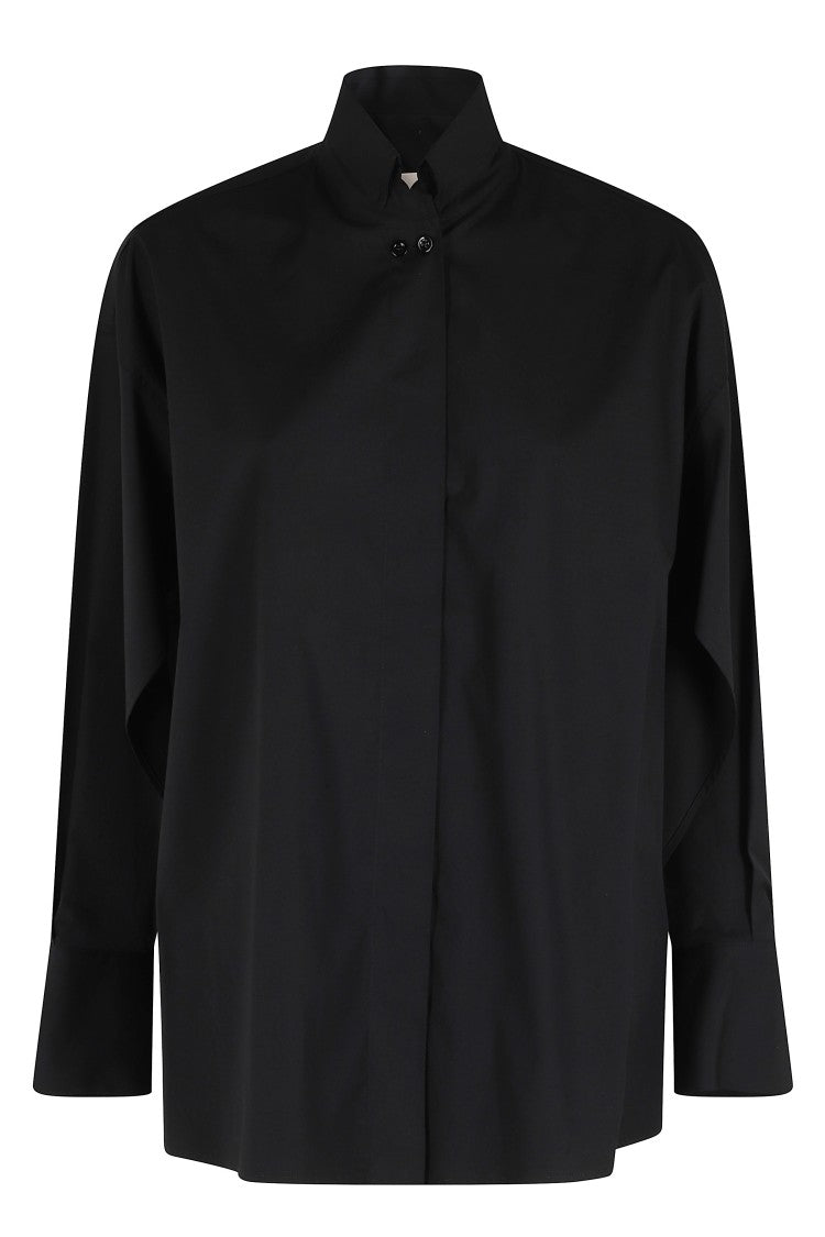 Semi Couture Black Almeda Balloon-Sleeve Button-Down Cotton Shirt