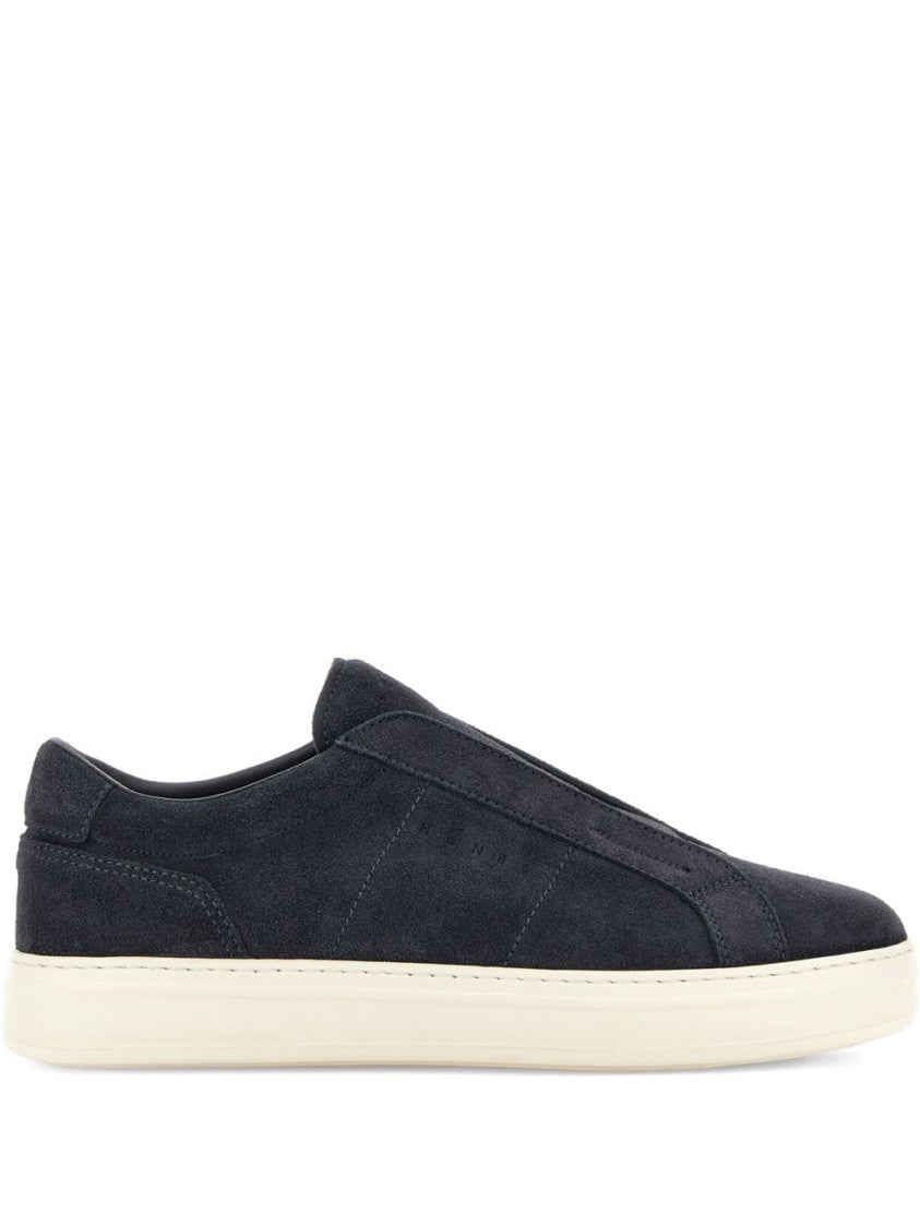 Hogan Black Suede Slip-On Shoes With Contrasting Sole